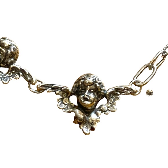 Vintage Art Deco Victorian T Foree Hunsicker Cherub Angel Sterling necklace RARE - Picture 16 of 16